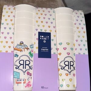 Roller Rabbit Cups set with Pastel Heart Pattern